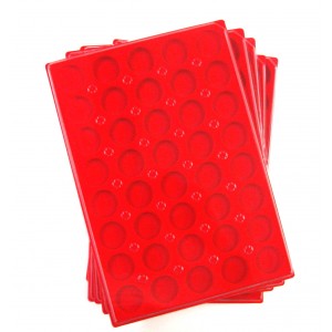 C2-PLATEAU 40 CASES RONDES VELOURS ROUGE + COUVERCLE PAR 10