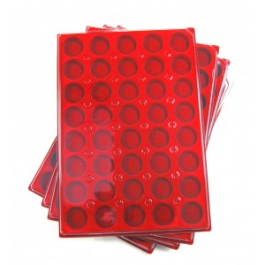 C3-PLATEAU 40 CASES RONDES VELOURS ROUGE + COUVERCLE PAR 100
