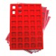 E1-PLATEAU 40 CASES CARREES CLIPSABLES VELOURS ROUGE + COUVERCLE