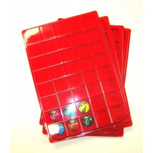 C31-PLATEAU 40 CASES CARREES VELOURS ROUGE + COUVERCLE PAR 10