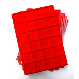 G1-PLATEAU 24 CASES VELOURS ROUGE AVEC COUVERCLE