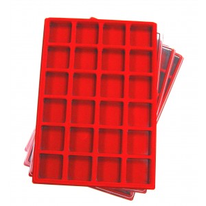 G2-PLATEAU 24 CASES VELOURS ROUGE AVEC COUVERCLE PAR 5