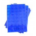 A37-PLATEAU 40 CASES RONDES PLASTIQUE BLEU + COUVERCLES PAR 10