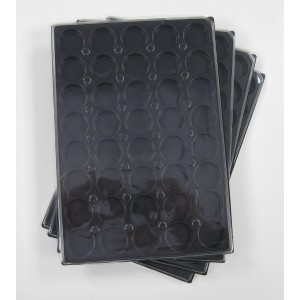 A27-PLATEAU 40 CASES RONDES PLASTIQUE NOIR + COUVERCLE