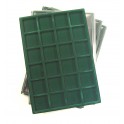 G8-PLATEAU 24 CASES VELOURS VERT AVEC COUVERCLE PAR 5