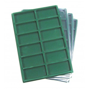 F6-PLATEAU 12 CASES VELOURS BLEU AVEC COUVERCLE PAR 5